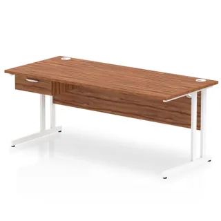 Impulse Cantilever Straight Desk With Single One Drawer Fixed Pedestal