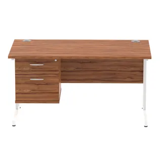 Impulse Cantilever Straight Desk With Single Fixed Pedestal