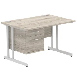 Impulse Cantilever Straight Desk With Single Fixed Pedestal