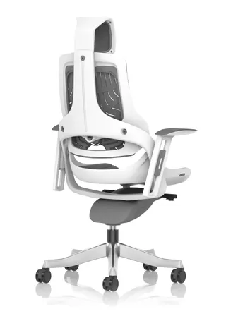 Zure High Back White Shell Elastomer Executive Office Chair with Arms