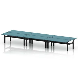 Air Back-to-Back Height Adjustable Bench Desk - 6 Person