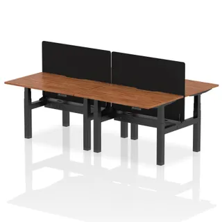 Air Back-to-Back Scalloped Edge Height Adjustable Bench Desk - 4 Person