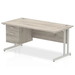 Impulse Cantilever Straight Desk With Single Fixed Pedestal