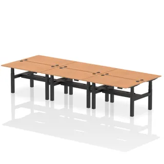 Air Back-to-Back Height Adjustable Bench Desk - 6 Person