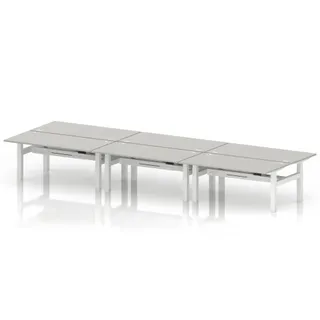 Air Back-to-Back Height Adjustable Bench Desk - 6 Person