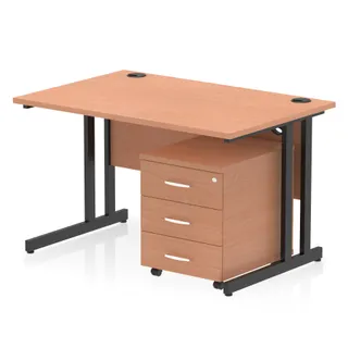 Impulse Cantilever Straight Desk With Mobile Pedestal
