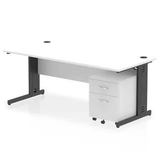 Impulse Cable Managed Straight Desk With Mobile Pedestal