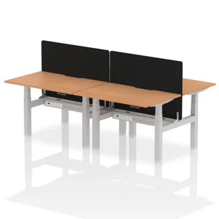 Air Back-to-Back Scalloped Edge Height Adjustable Bench Desk - 4 Person