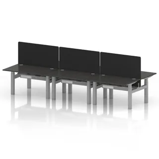 Air Back-to-Back Height Adjustable Bench Desk - 6 Person