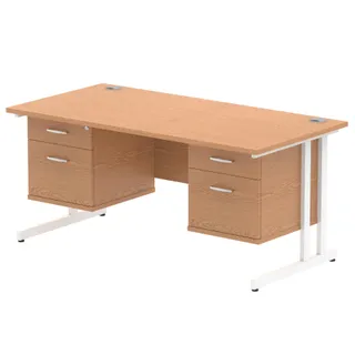 Impulse Cantilever Straight Desk With Two Fixed Pedestal