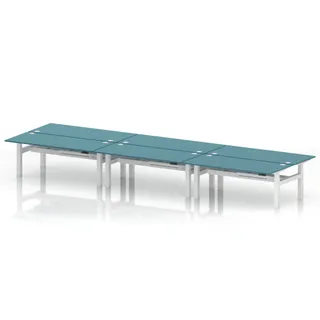 Air Back-to-Back Height Adjustable Bench Desk - 6 Person