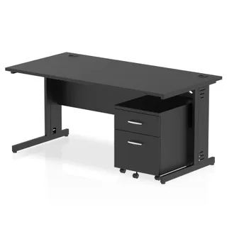 Impulse Cable Managed Straight Desk With Mobile Pedestal