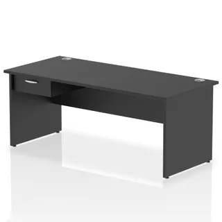 Impulse Panel End Straight Desk With Single One Drawer Fixed Pedestal