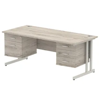 Impulse Cantilever Straight Desk With Two Fixed Pedestal