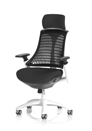 Flex Medium Back White Frame Task Operator Office Chair with Arms