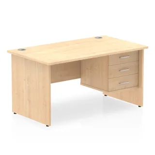 Impulse Panel End Straight Desk With Single Fixed Pedestal