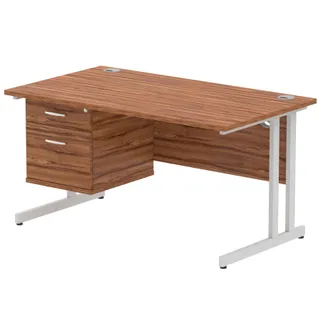 Impulse Cantilever Straight Desk With Single Fixed Pedestal