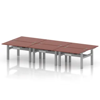 Air Back-to-Back Height Adjustable Bench Desk - 6 Person