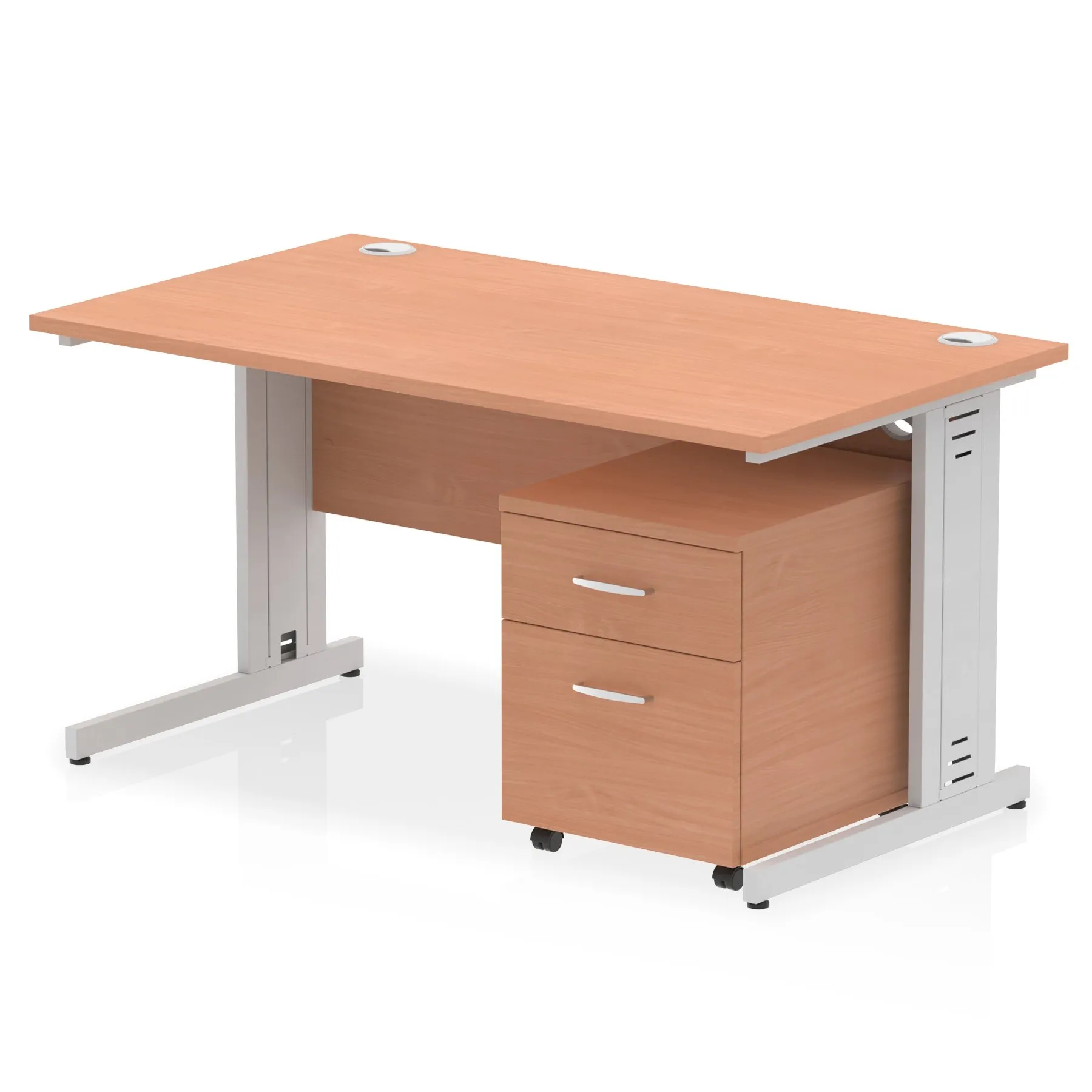 Impulse Cable Managed Straight Desk With Mobile Pedestal