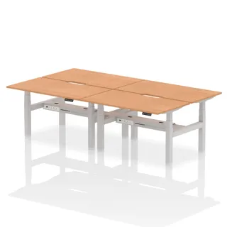 Air Back-to-Back Scalloped Edge Height Adjustable Bench Desk - 4 Person