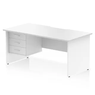 Impulse Scalloped Edge Panel End Straight Desk With Single Fixed Pedestal