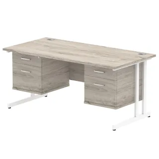 Impulse Cantilever Straight Desk With Two Fixed Pedestal