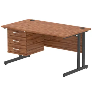 Impulse Cantilever Straight Desk With Single Fixed Pedestal