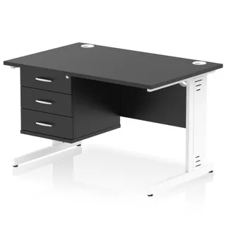 Impulse Cable Managed Straight Desk With Single Fixed Pedestal
