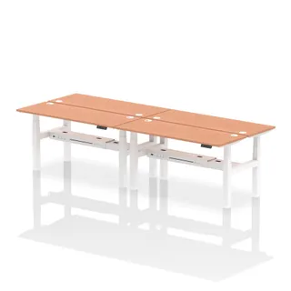 Air Back-to-Back Slimline Height Adjustable Bench Desk - 4 Person
