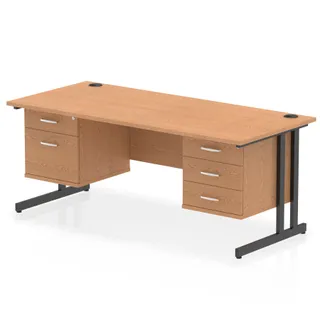 Impulse Cantilever Straight Desk With Two Fixed Pedestal