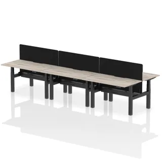 Air Back-to-Back Scalloped Edge Height Adjustable Bench Desk - 6 Person
