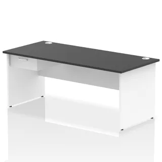 Impulse Panel End Straight Desk With Single One Drawer Fixed Pedestal