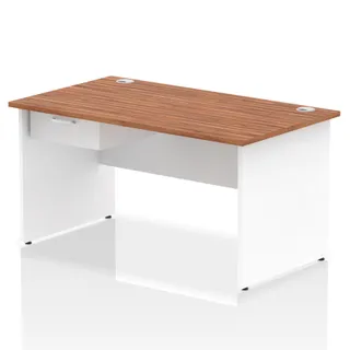 Impulse Panel End Straight Desk With Single One Drawer Fixed Pedestal