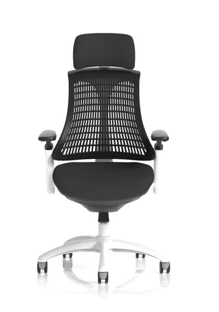 Flex Medium Back White Frame Task Operator Office Chair with Arms