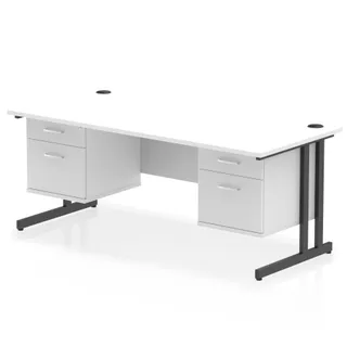 Impulse Cantilever Straight Desk With Two Fixed Pedestal