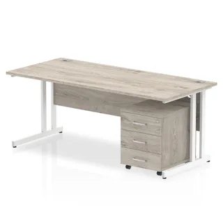 Impulse Cantilever Straight Desk With Mobile Pedestal