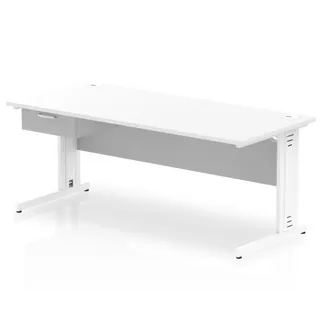 Impulse Cable Managed Straight Desk With Single One Drawer Fixed Pedestal
