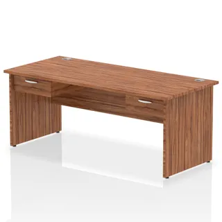 Impulse Panel End Straight Desk With Two One Drawer Fixed Pedestals
