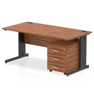 Impulse Cable Managed Straight Desk With Mobile Pedestal