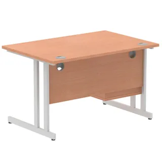 Impulse Cantilever Straight Desk With Single Fixed Pedestal