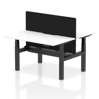 Air Back-to-Back Scalloped Edge Height Adjustable Bench Desk - 2 Person