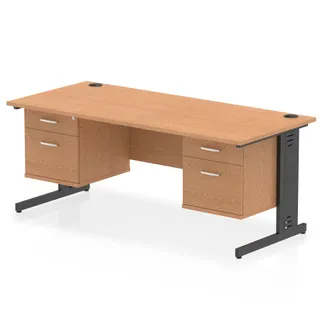 Impulse Cable Managed Straight Desk With Two Fixed Pedestal