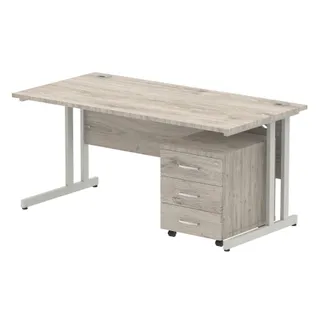 Impulse Cantilever Straight Desk With Mobile Pedestal