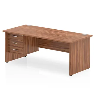 EE - Impulse Panel End Straight Desk With Single Fixed Pedestal