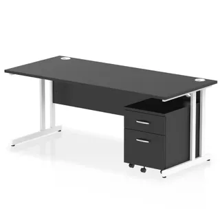 Impulse Cantilever Straight Desk With Mobile Pedestal