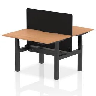 Air Back-to-Back Scalloped Edge Height Adjustable Bench Desk - 2 Person