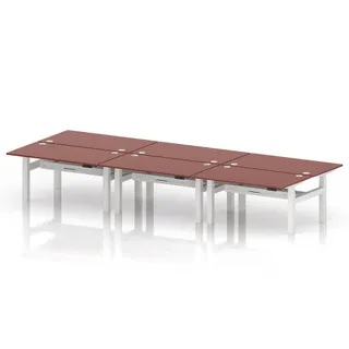 Air Back-to-Back Height Adjustable Bench Desk - 6 Person