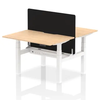 Air Back-to-Back Scalloped Edge Height Adjustable Bench Desk - 2 Person