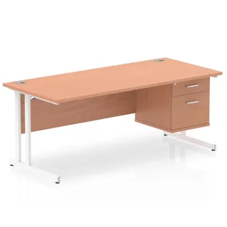 Impulse Cantilever Straight Desk With Single Fixed Pedestal