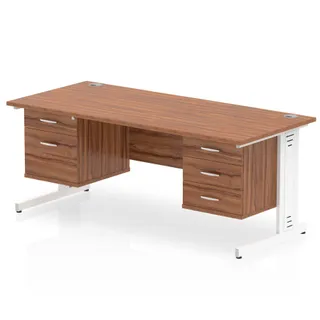 Impulse Cable Managed Straight Desk With Two Fixed Pedestal